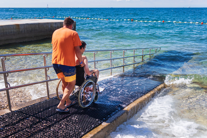 Wheelchair for disabled swimmers